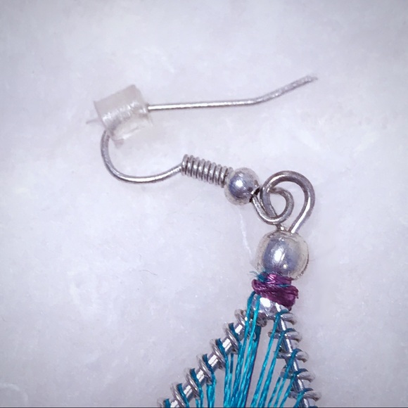 Brand New Handwoven, Turquoise & Purple Earrings - Picture 3 of 4
